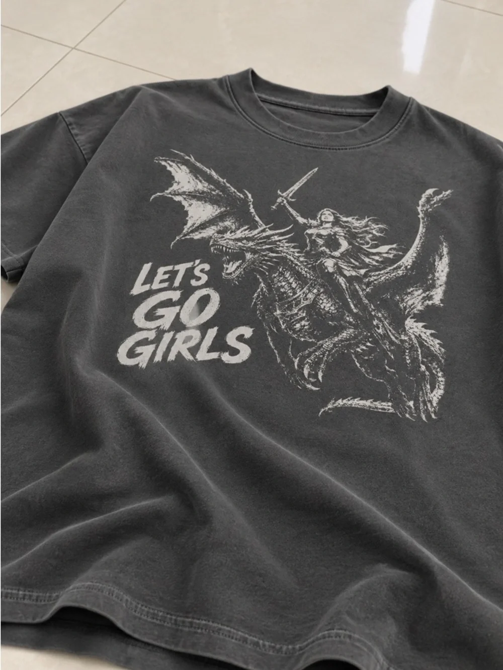 ‘Let's Go Girls’ Warrior Woman Empowerment Graphic Pepper T-Shirt